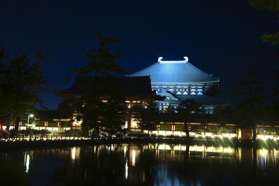 燈光映照奈良東大寺